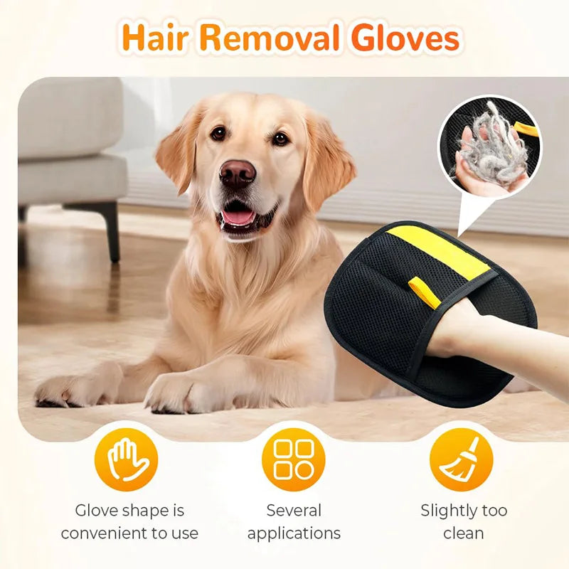 Luvas de limpeza de pelos de animais de estimação – ferramenta multifuncional de dupla face para limpeza e remoção de pelos