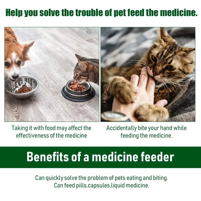 Alimentador de medicamentos para animais de estimação – Dispensador de comprimidos e líquidos para cães e gatos | Cuidado fácil com medicamentos