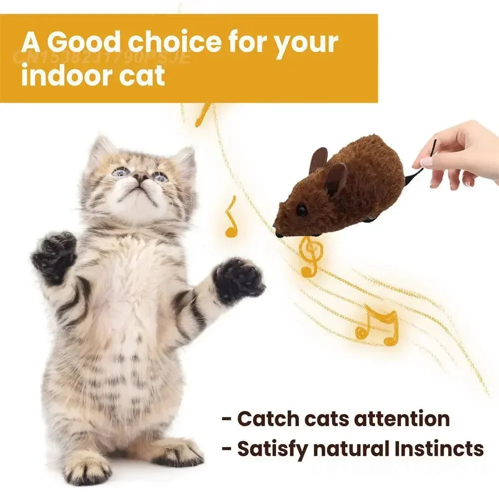 Interactive Plush Mouse Toy – Realistic Sound & Movement for indoor cats to catch attention and satisfy instincts.
