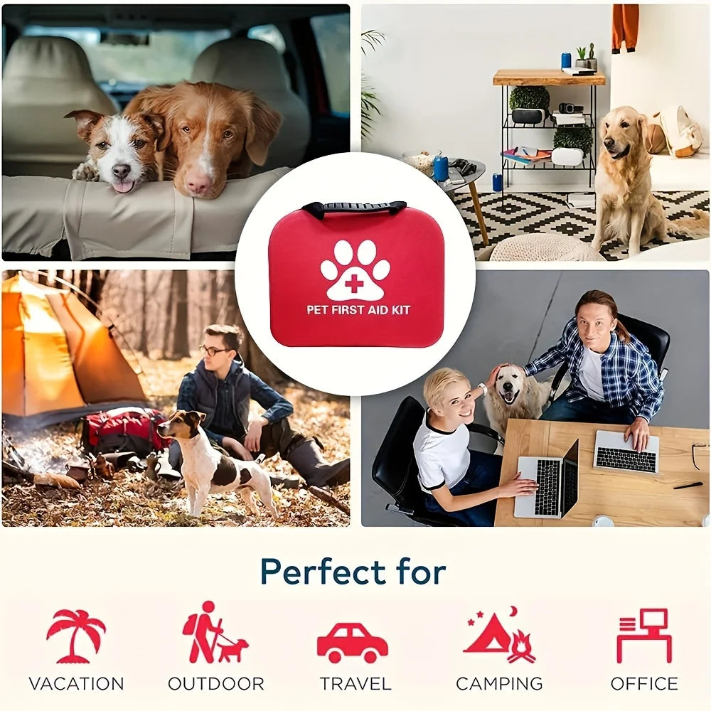 Pet First Aid Kit for Dogs and Cats - Ideal for Home, Car, Travel, Camping and Hiking - Your Dog and Cat Are Part of the Family