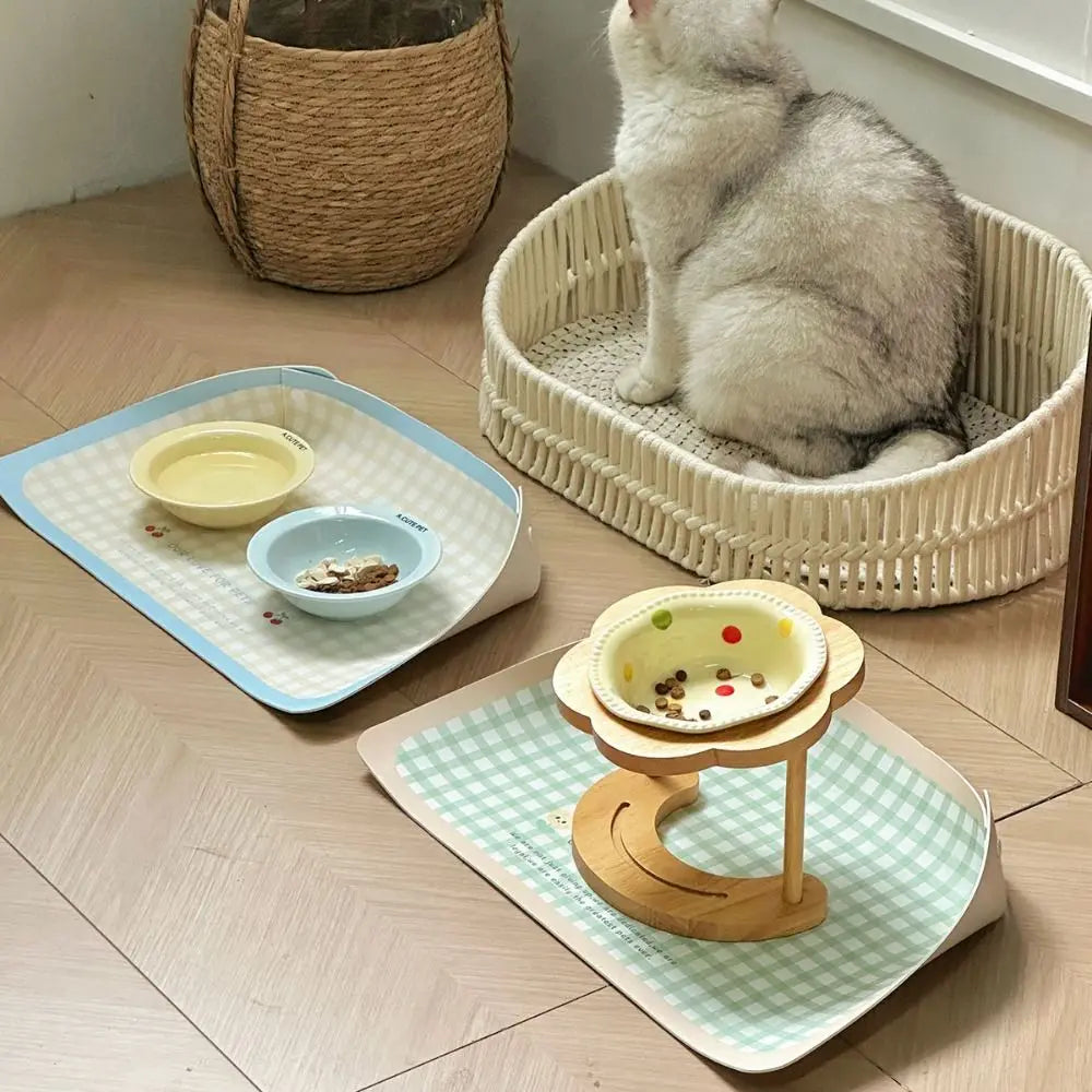 PU Leather Pet Anti Spill Placemat Waterproof Oil Resistant Dog Food Pad Folding Anti Slip Pet Feeding Mat