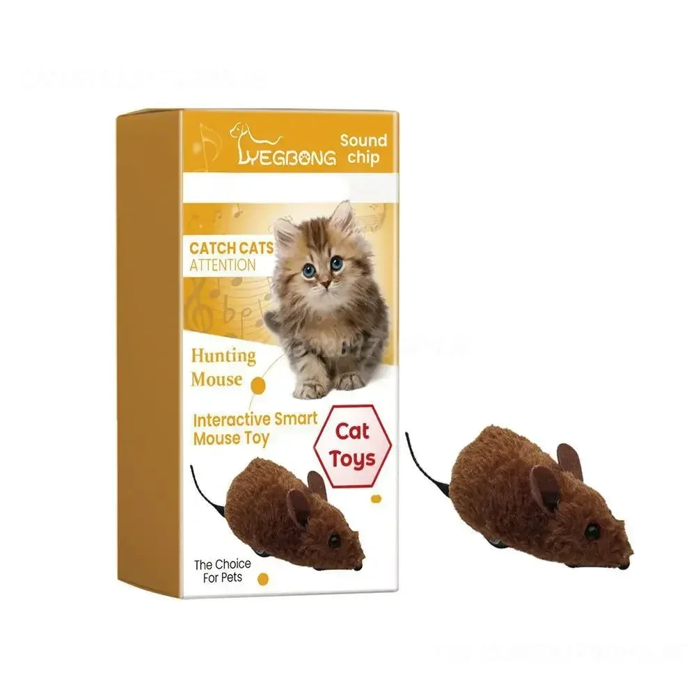 Interactive Plush Mouse Toy – Realistic Sound & Movement features fun design and built-in movement to engage cats.