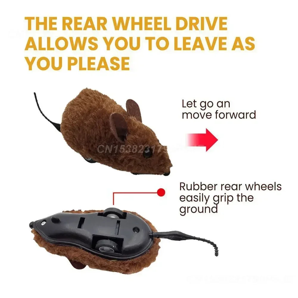 Interactive Plush Mouse Toy – Realistic Sound & Movement showcasing rear wheel drive feature for smooth movement.