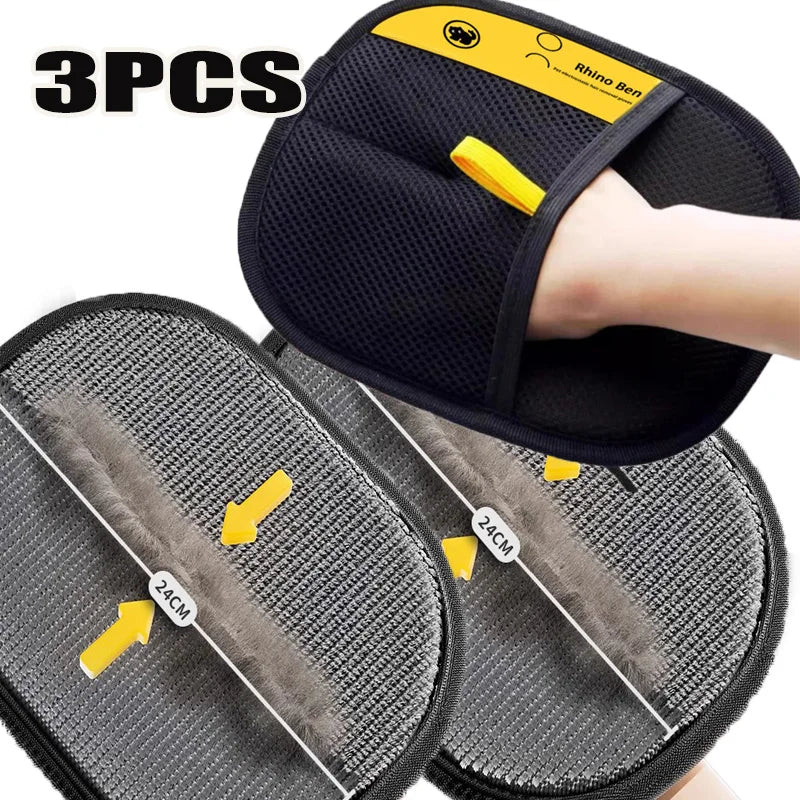 Luvas de limpeza de pelos de animais de estimação – ferramenta multifuncional de dupla face para limpeza e remoção de pelos