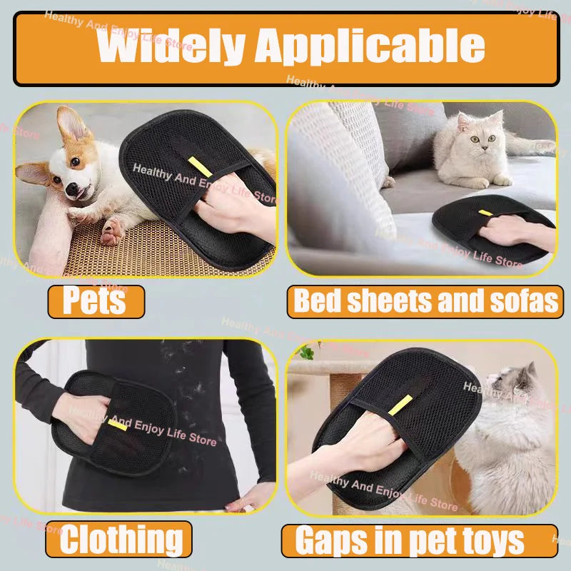 Luvas de limpeza de pelos de animais de estimação – ferramenta multifuncional de dupla face para limpeza e remoção de pelos