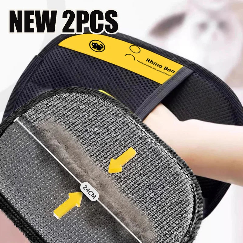 Luvas de limpeza de pelos de animais de estimação – ferramenta multifuncional de dupla face para limpeza e remoção de pelos