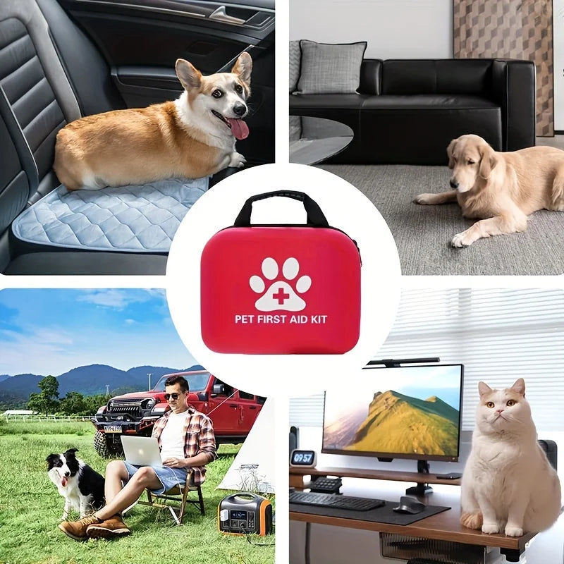Pet First Aid Kit for Dogs and Cats - Ideal for Home, Car, Travel, Camping and Hiking - Your Dog and Cat Are Part of the Family