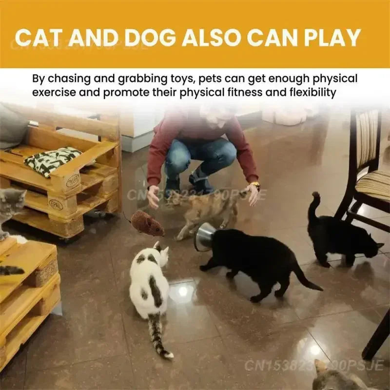 Interactive Plush Mouse Toy – Realistic Sound & Movement engaging cats and dogs in play while promoting their fitness.