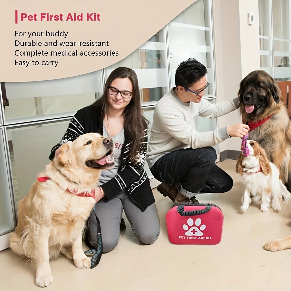 Pet First Aid Kit for Dogs and Cats - Ideal for Home, Car, Travel, Camping and Hiking - Your Dog and Cat Are Part of the Family