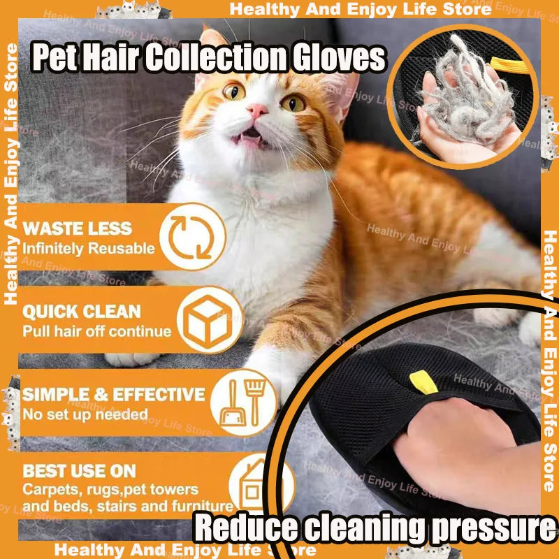 Luvas de limpeza de pelos de animais de estimação – ferramenta multifuncional de dupla face para limpeza e remoção de pelos