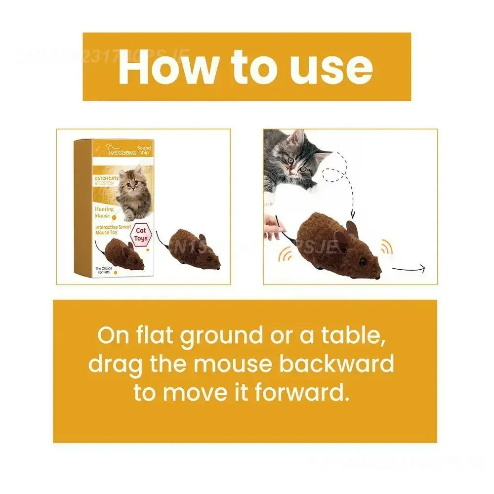 Interactive Plush Mouse Toy – Realistic Sound & Movement instructions for use with cat.