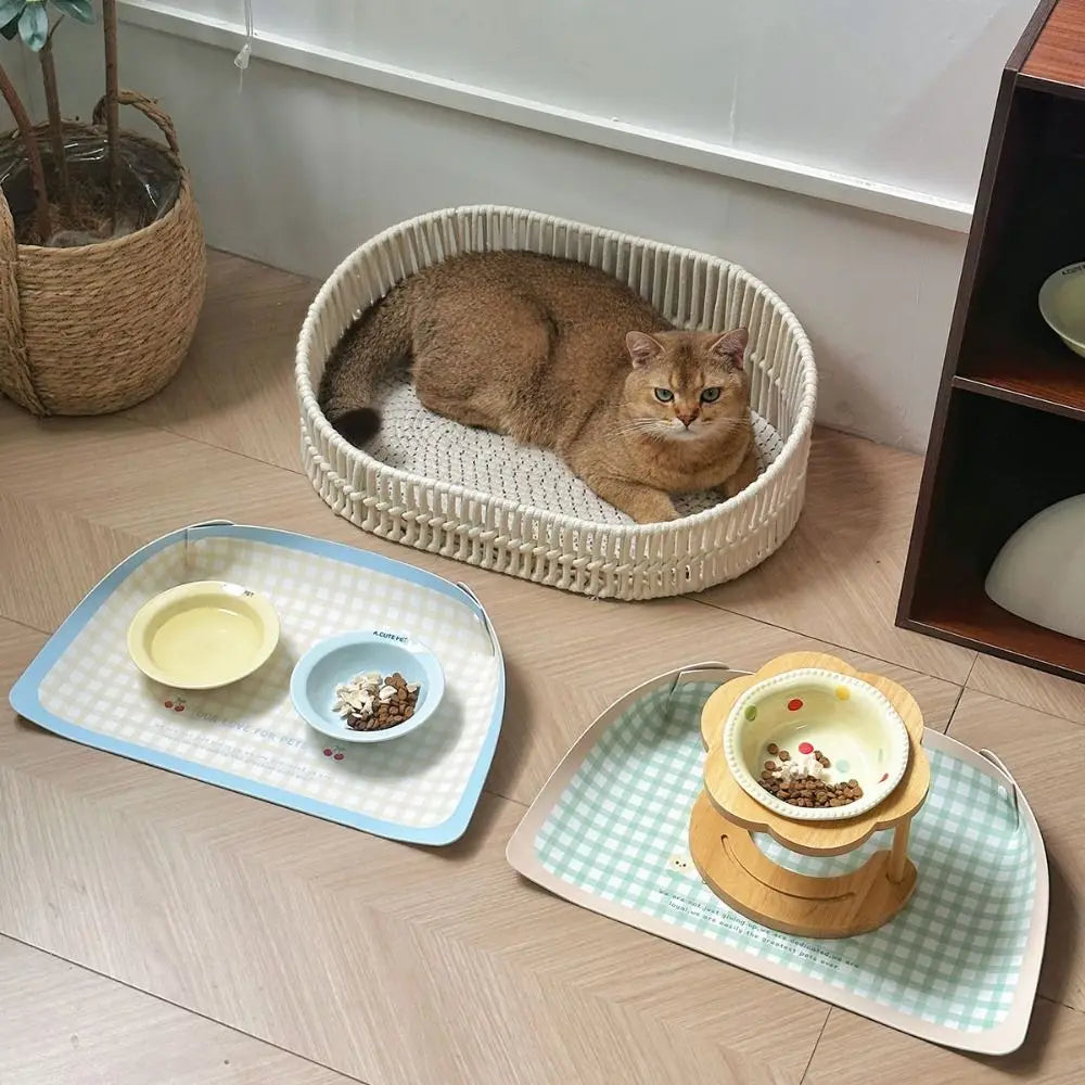 PU Leather Pet Anti Spill Placemat Waterproof Oil Resistant Dog Food Pad Folding Anti Slip Pet Feeding Mat