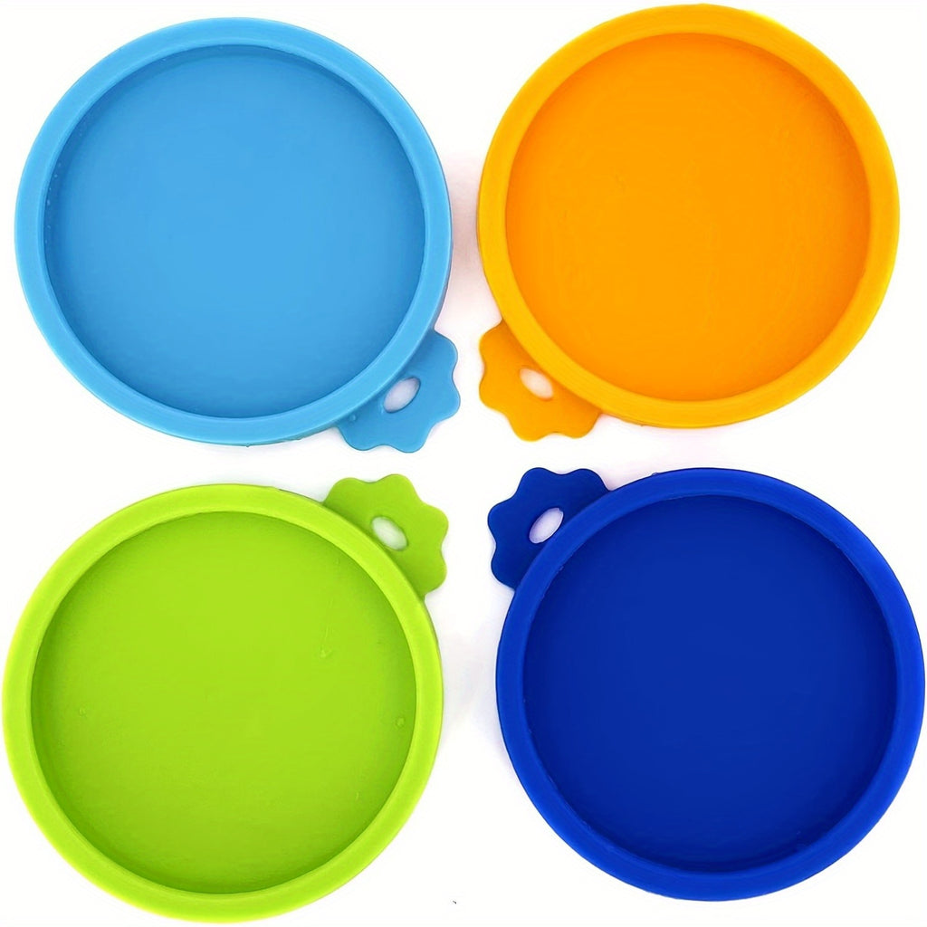 4pcs Silicone Cat Food Can Lids - Keep Your Pet's Food Fresh and Tasty - Fits 3oz Cans - Set of 4