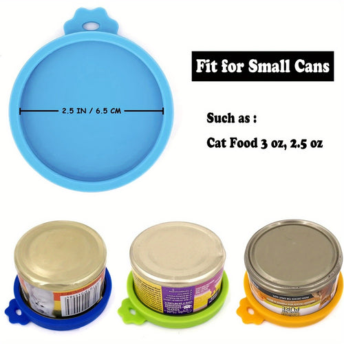 4pcs Silicone Cat Food Can Lids - Keep Your Pet's Food Fresh and Tasty - Fits 3oz Cans - Set of 4
