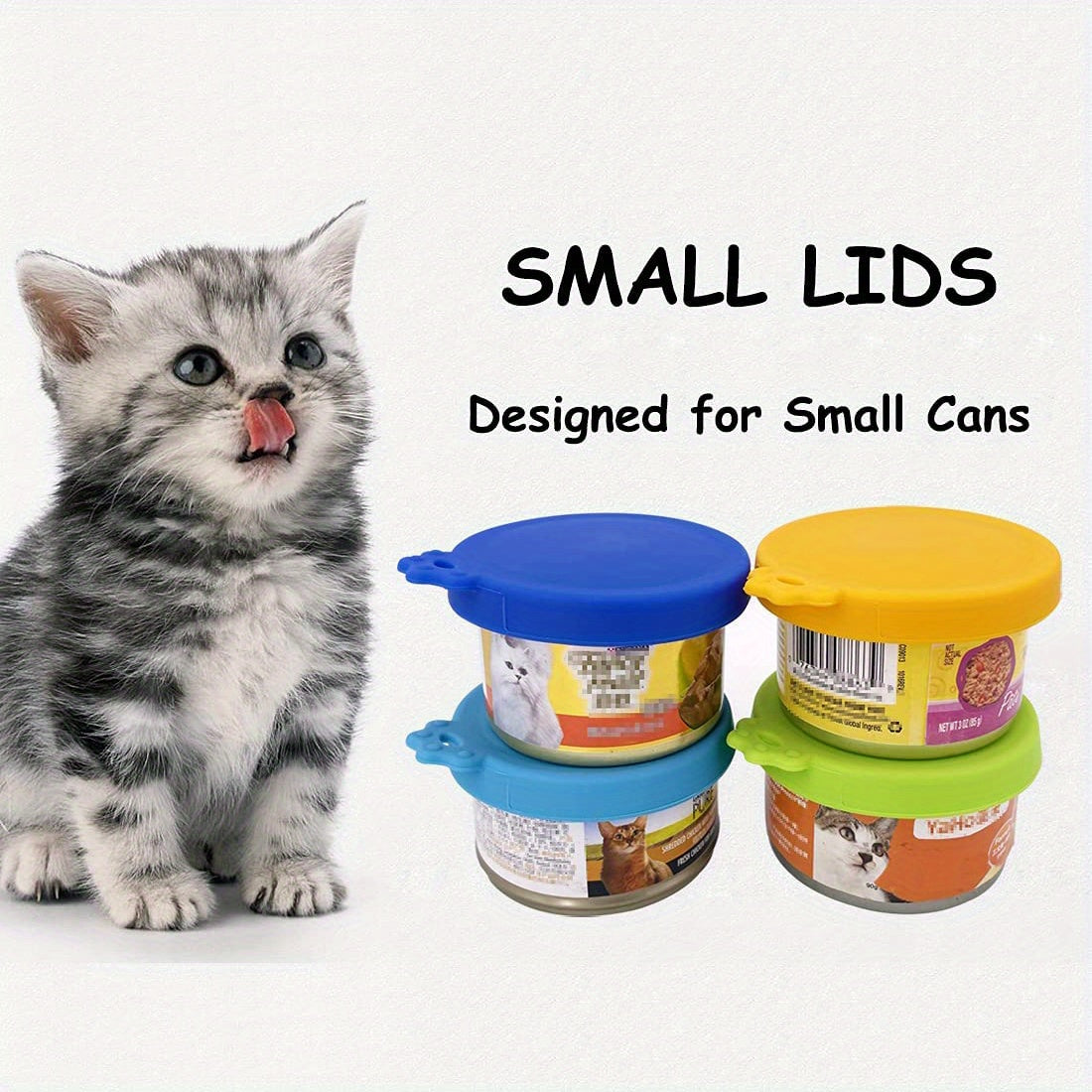 4pcs Silicone Cat Food Can Lids - Keep Your Pet's Food Fresh and Tasty - Fits 3oz Cans - Set of 4