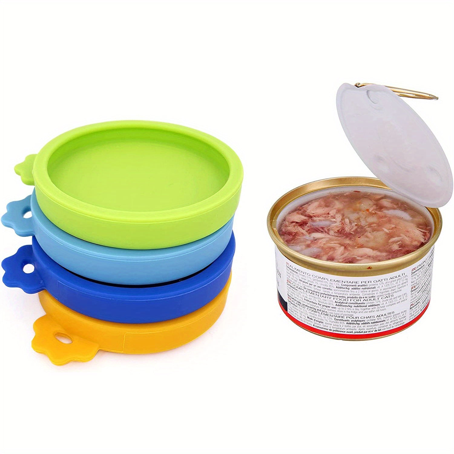 4pcs Silicone Cat Food Can Lids - Keep Your Pet's Food Fresh and Tasty - Fits 3oz Cans - Set of 4