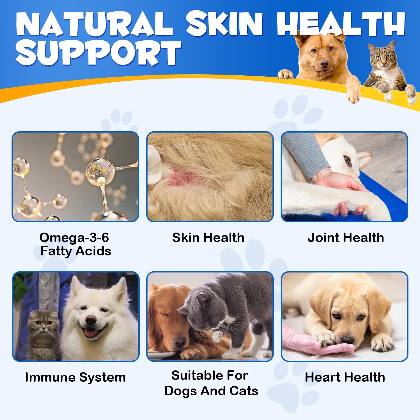 OMEGA-3 Health Supplement Suit for Dogs Cats Help Alleviate Seasonal Allergies Promotes Skin & Coat Health Boots Immune Function