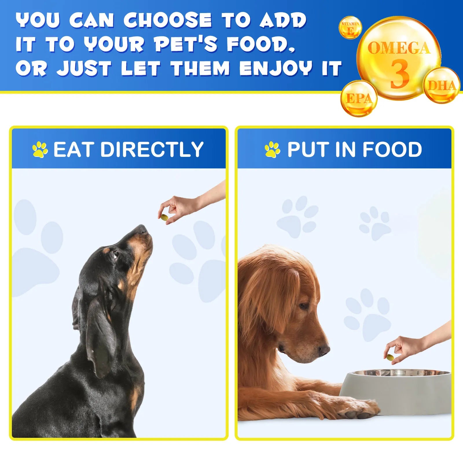 OMEGA-3 Health Supplement Suit for Dogs Cats Help Alleviate Seasonal Allergies Promotes Skin & Coat Health Boots Immune Function