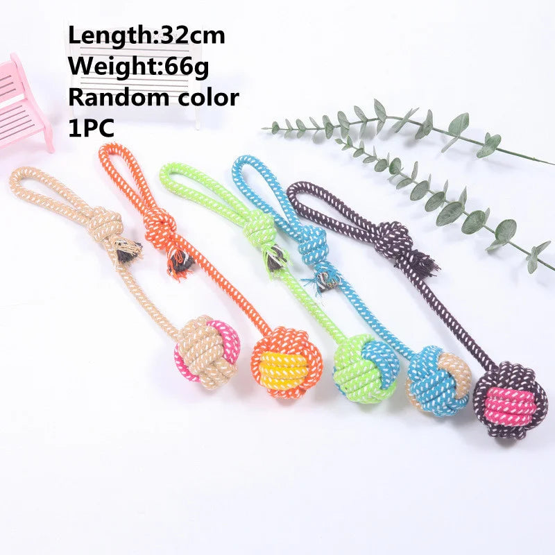 Dog Toy Interactive Chewing Rope Ball Toys Set Natural Cotton Washable Durable Tug of War for Small Medium Dogs Pet Supplies
