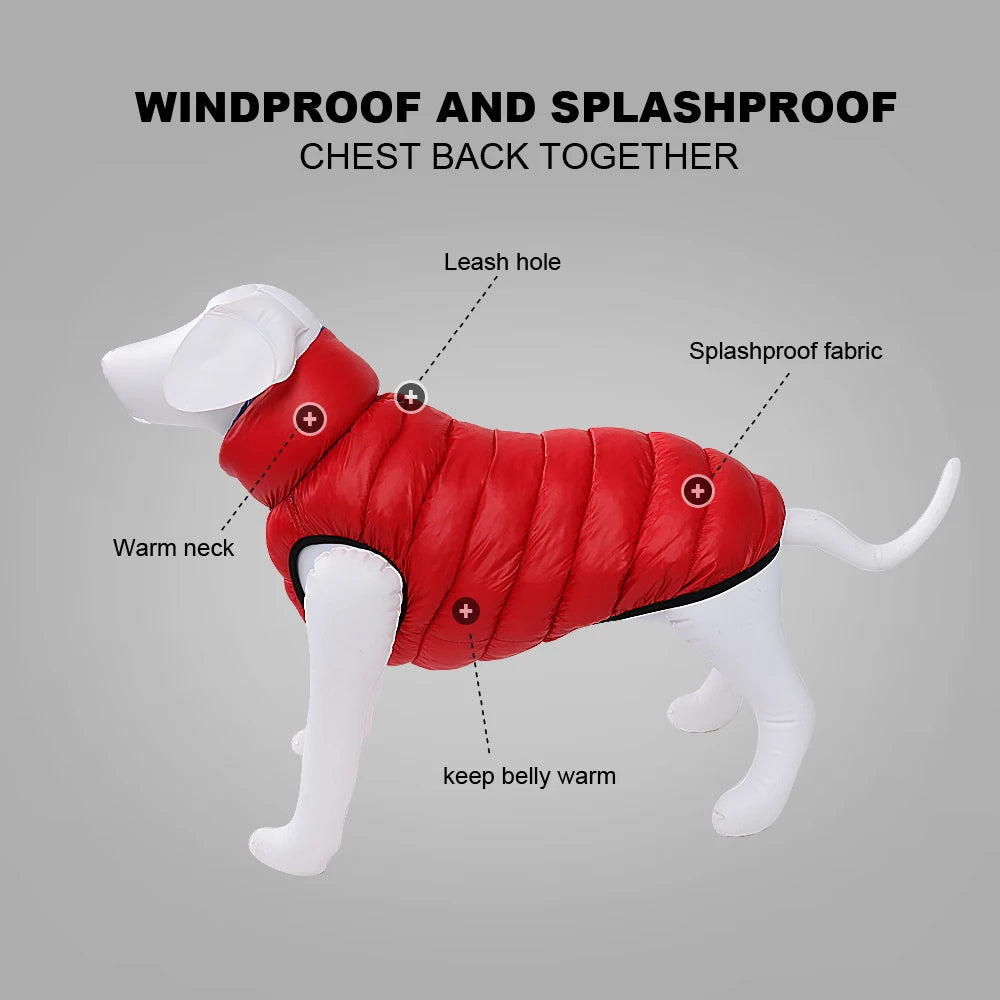 Large Dogs Jacket Winter Big Dog Clothes Waterproof Pet Clothes Reversible Dog Coat Vest for Bulldog Golden Retriever Labrador