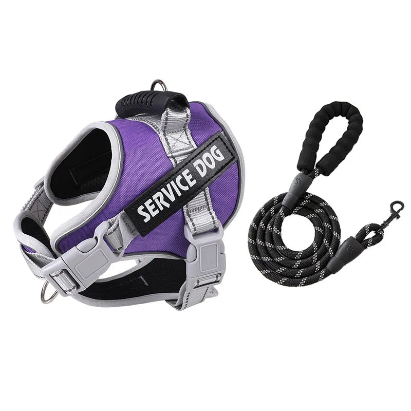 Service Dog Chest Harness No Pull Dog Hook Suitable Large Dog Vest Style Walking Rope Control Dog Strap Accessories Prevent Loss