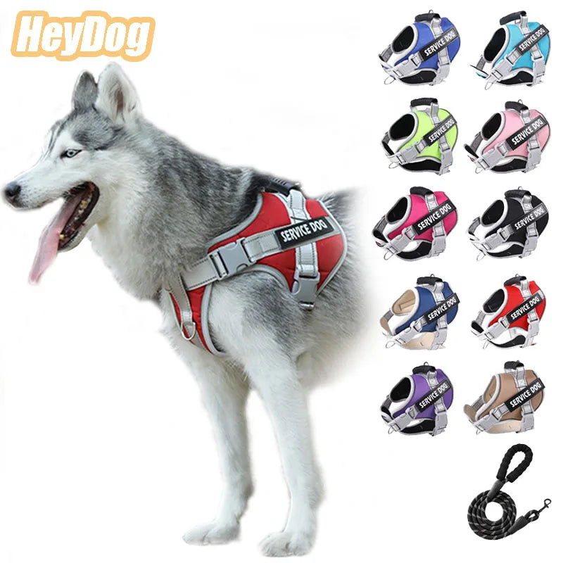 Service Dog Chest Harness No Pull Dog Hook Suitable Large Dog Vest Style Walking Rope Control Dog Strap Accessories Prevent Loss