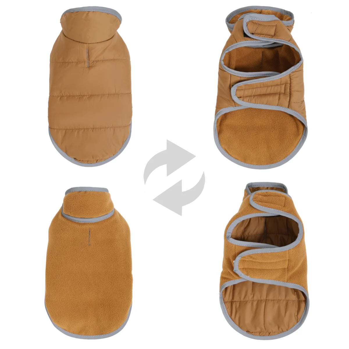 Fleece Warm Pet Clothes For Winter Reversible Cat Jacket With Leash Hole Reflective Waterproof Pets Coat For Puppy Cats Sphynx