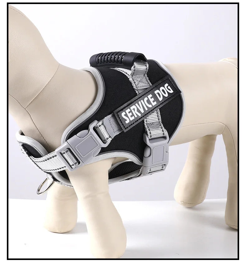 Service Dog Chest Harness No Pull Dog Hook Suitable Large Dog Vest Style Walking Rope Control Dog Strap Accessories Prevent Loss
