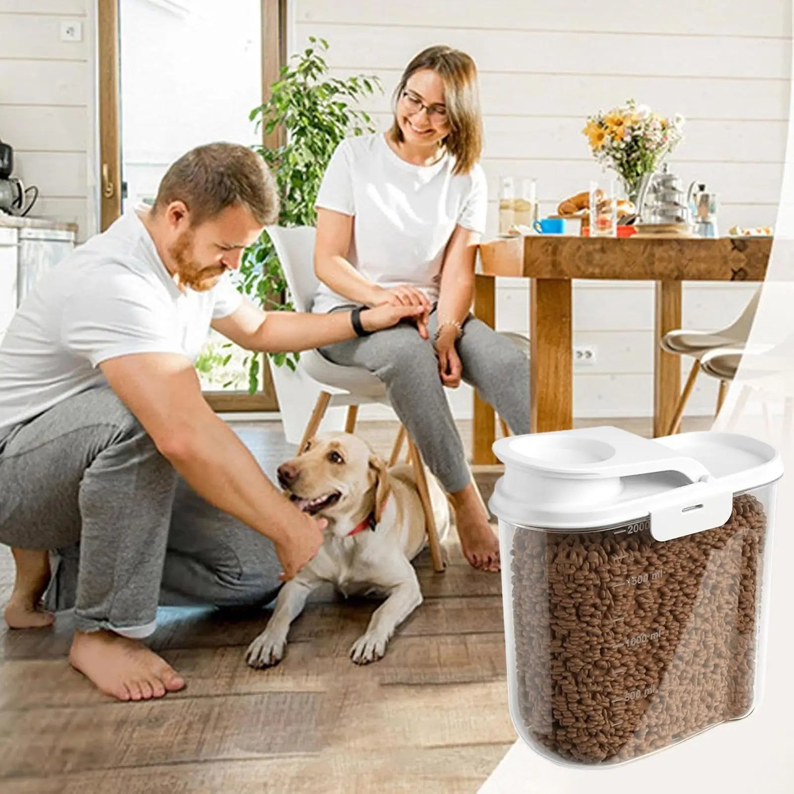 2L Pet Food Container Airtight Pet Food Storage Containers Canister with Lid for Sugar Rice Cereal Nut Pasta Snack Organizer