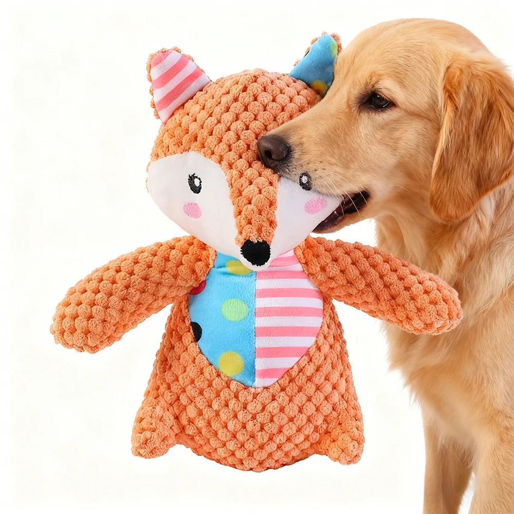 Pet Plush Toy Cat Dog Puzzle Toy Cute Animals Bite Resistant Interactive Squeaky Pet Dog Teeth Cleaning Chew Toy Pet Supplies