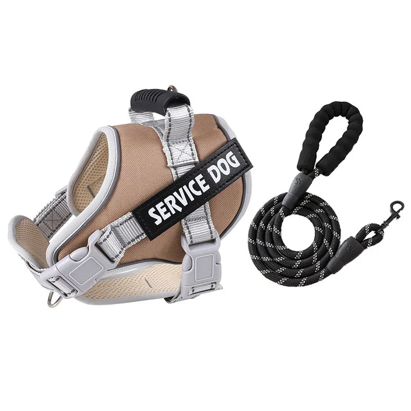 Service Dog Chest Harness No Pull Dog Hook Suitable Large Dog Vest Style Walking Rope Control Dog Strap Accessories Prevent Loss