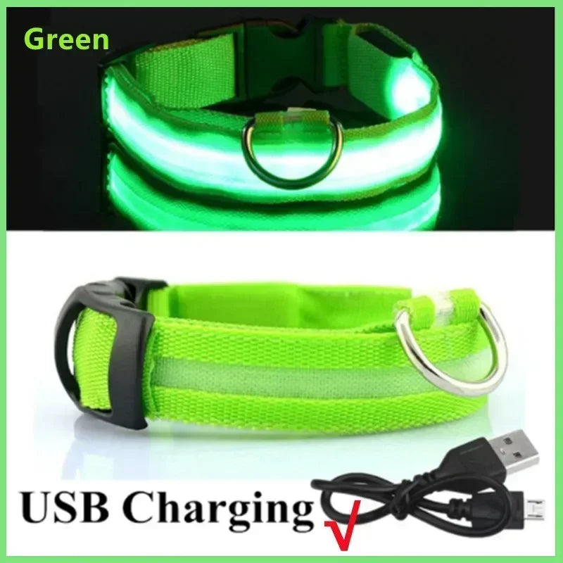 Dog Collar With LED Glowing Adjustable Flashing Rechargea Luminous Collar Night Anti-Lost Dog Light Harness for Small Dog