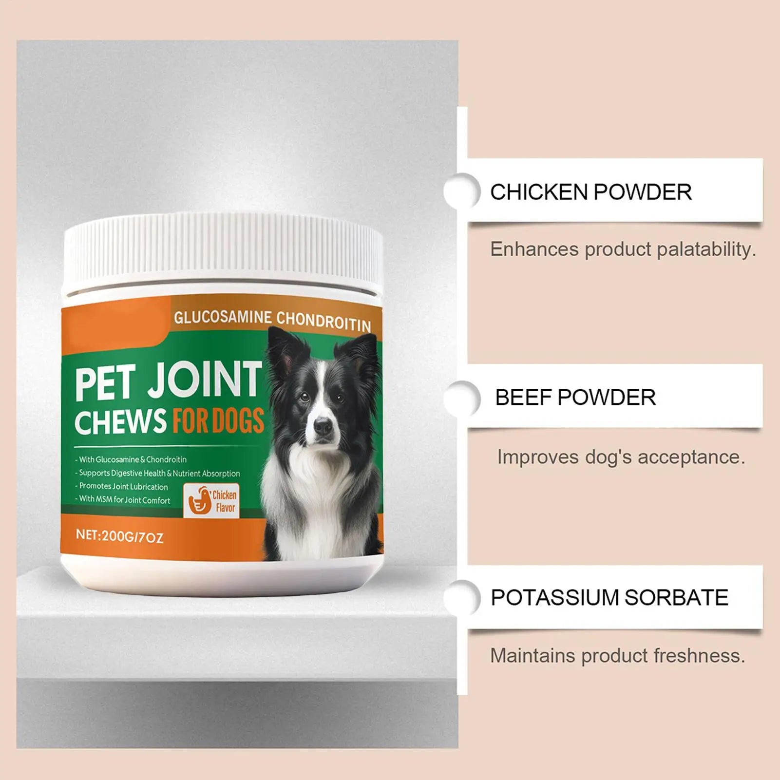 Dog Joint Supplement Chewable Pill Nutrient Pet 100-piece Joint Health For Dogs For Home Travel Daily Care Digestive Absorption