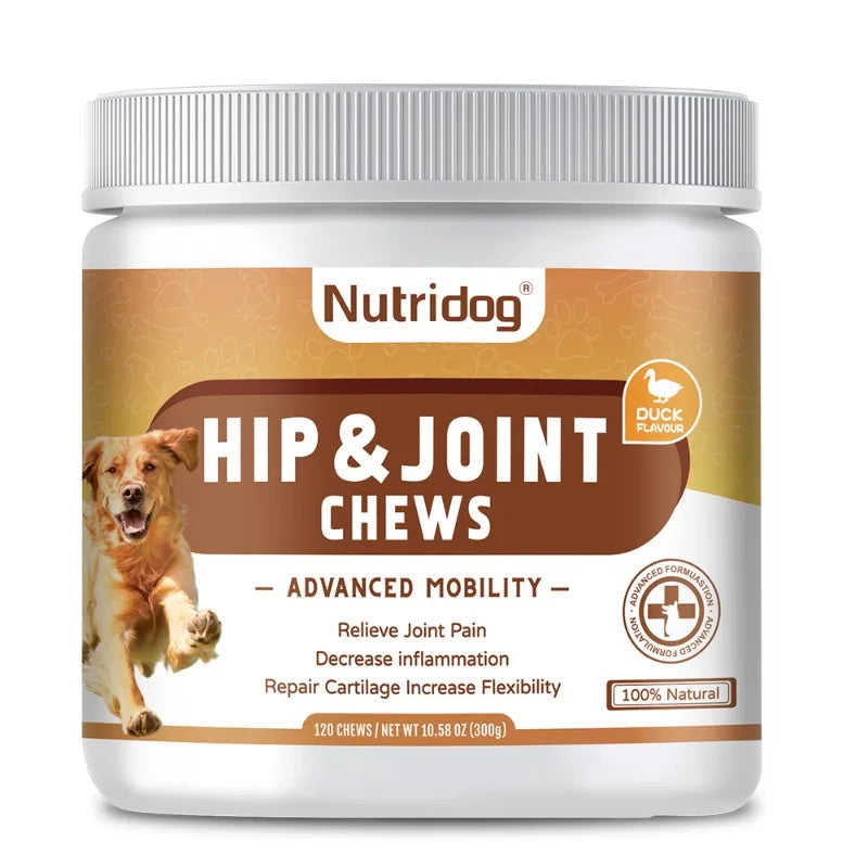 Hip and Joint Supplement for Dogs with Glucosamine, Chondroitin & MSM - Duck Flavor Joint Care Chews(Duck)