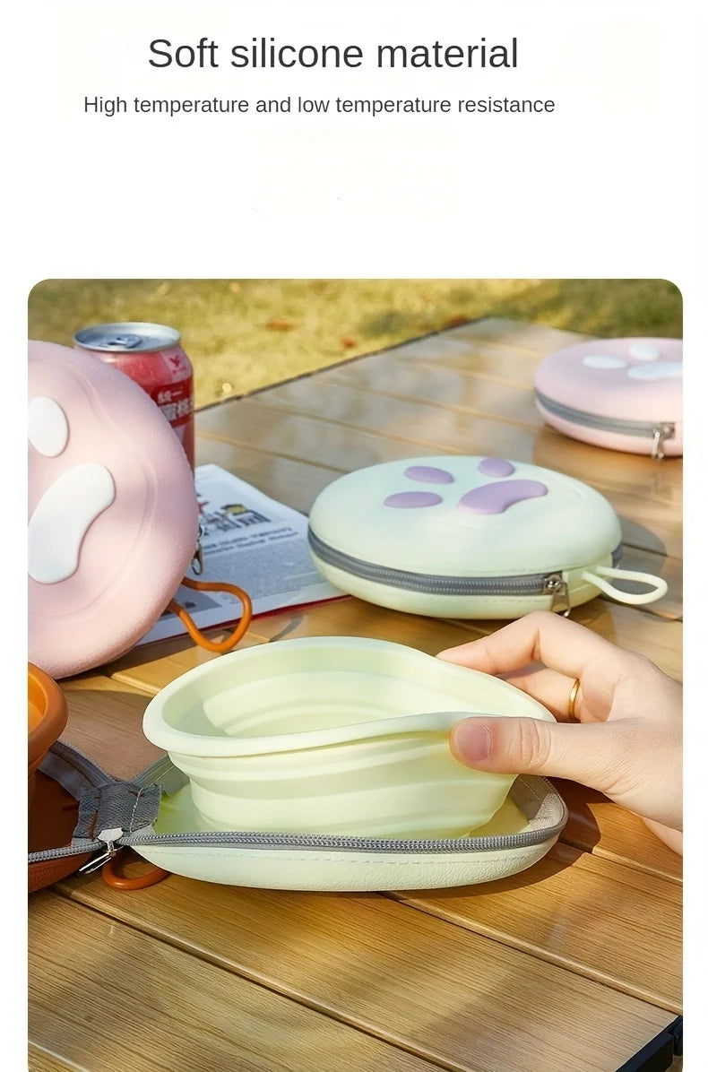 2 in 1 Foldable Silicone Dog Bowl Portable Travel Pet Feeding Double Bowl Easy to Clean for Outdoor Training pet feed supplies