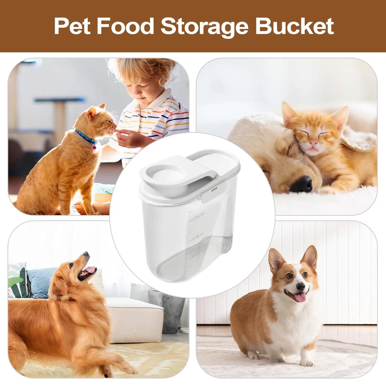 2L Pet Food Container Airtight Pet Food Storage Containers Canister with Lid for Sugar Rice Cereal Nut Pasta Snack Organizer