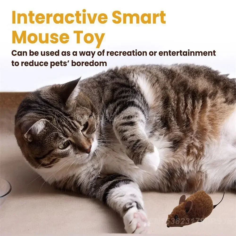 Interactive Plush Mouse Toy – Realistic Sound & Movement for cats to reduce boredom with interactive play.