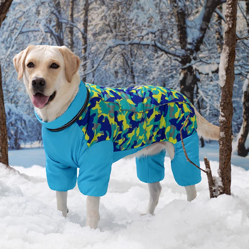 Winter Dog Clothes Super Warm Large Dogs Jacket Thicken Pet Cotton Coat Waterproof Dog Jumpsuits For French-Bulldog Overalls