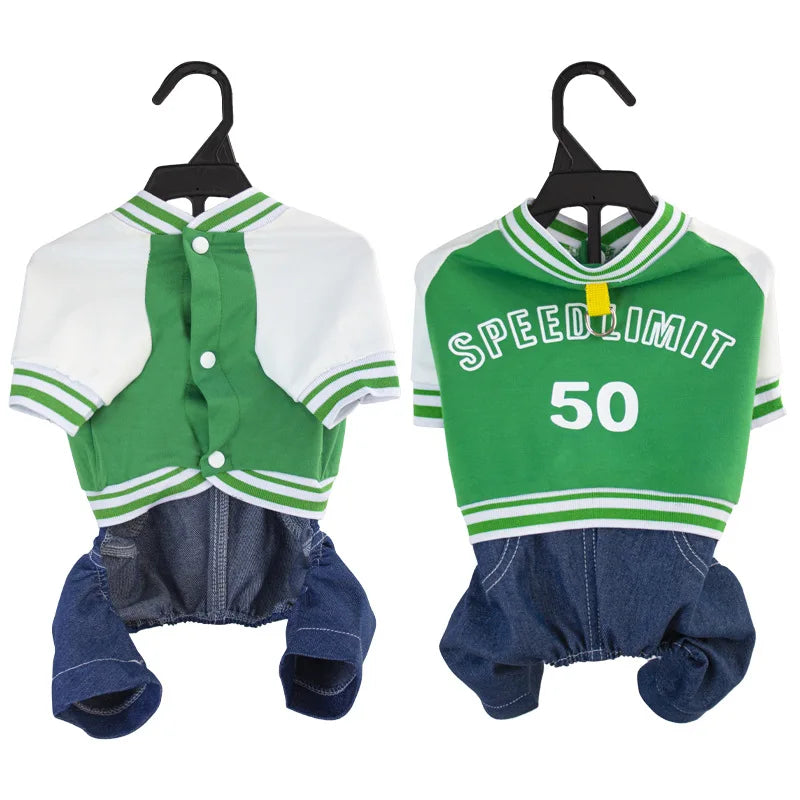 Dog College Jacket with 4-Leg Denim Design