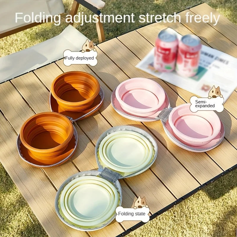 2 in 1 Foldable Silicone Dog Bowl Portable Travel Pet Feeding Double Bowl Easy to Clean for Outdoor Training pet feed supplies