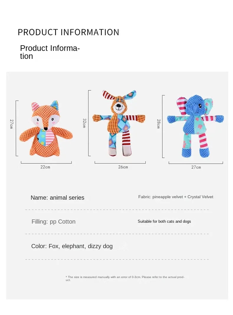 Pet Plush Toy Cat Dog Interactive Teething Toys Cute Animal Style Bite Resistant Squeaky Teeth Cleaning Chew Toy Pet Supplies