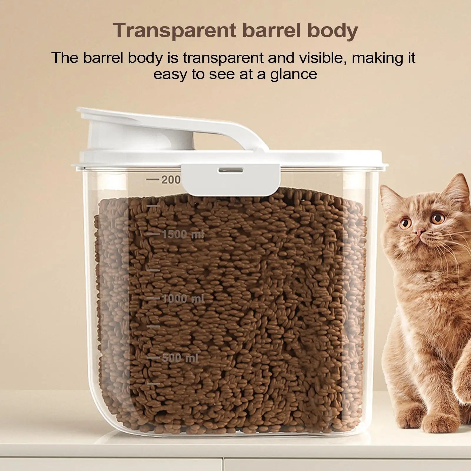 2L Pet Food Container Airtight Pet Food Storage Containers Canister with Lid for Sugar Rice Cereal Nut Pasta Snack Organizer