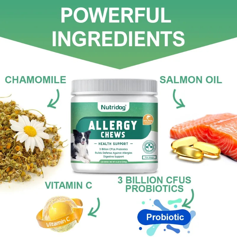 Anti-allergic & hip joint & calming & probiotic dog food for dogs full stage comprehensive nutrition-120 soft chews