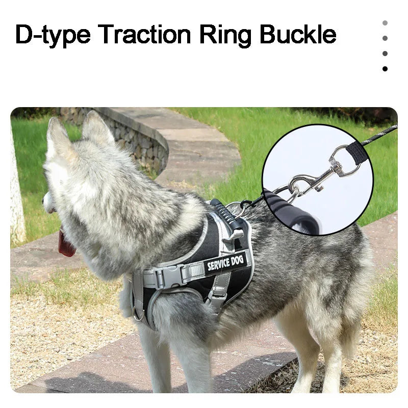 Service Dog Chest Harness No Pull Dog Hook Suitable Large Dog Vest Style Walking Rope Control Dog Strap Accessories Prevent Loss