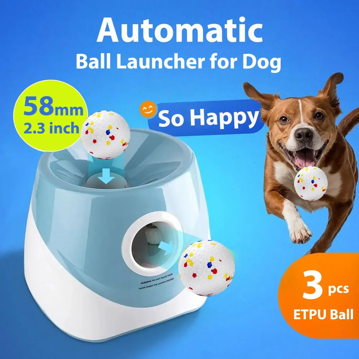 Automatic Dog Ball Launcher, Rechargeable Tennis Ball Thrower for Interactive Training Fetch Play, Fun  Toy for Medium Large Dog