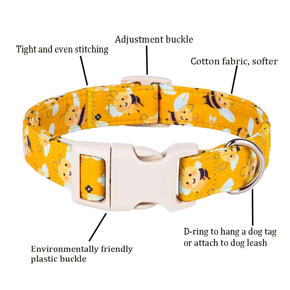 100% True Cotton Fabric Pet Collar Adjustable Safety Cotton Collar For Dog Cat Puppy Kitten Pet Accessories