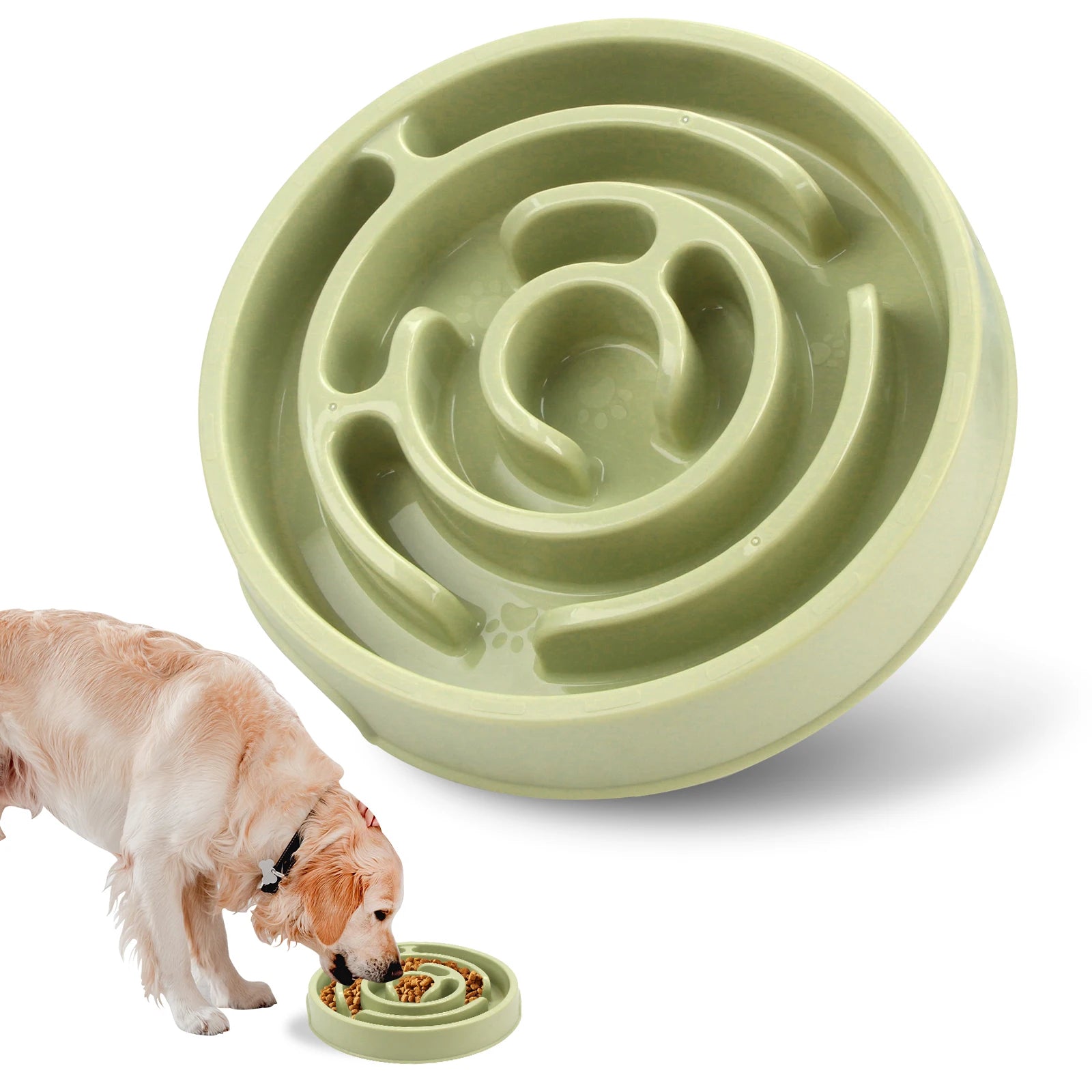 Fun Non-Slip Dog Slow Feeder Bowl with maze design for healthier pet mealtime and to reduce rapid eating.