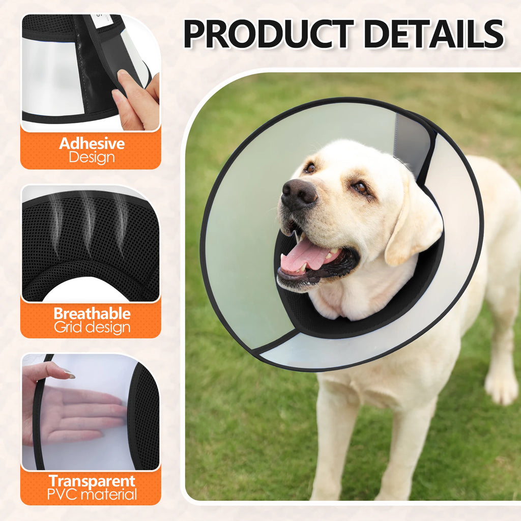 Pet Recovery Collar for Dogs After Surgery Adjustable Dog Neck Cone Surgical Elizabeth E-Collar Prevent Biting and Licking Wound