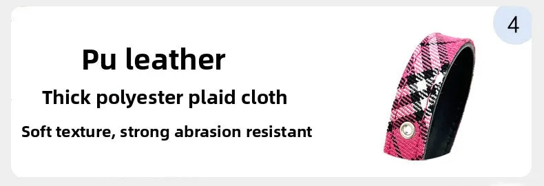 Adjustable Pet Collar Classic Plaid Cat & Dog PU Collar Multiple Colors Available All-Season Use Outdoor Walking Pet Supplies