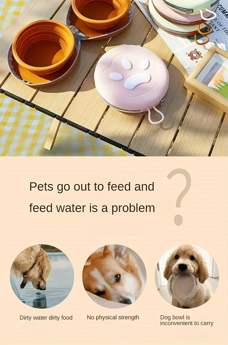 2 in 1 Foldable Silicone Dog Bowl Portable Travel Pet Feeding Double Bowl Easy to Clean for Outdoor Training pet feed supplies
